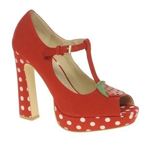 ASOS Strawberry Polka Dot Platform Peep Toe Pumps
